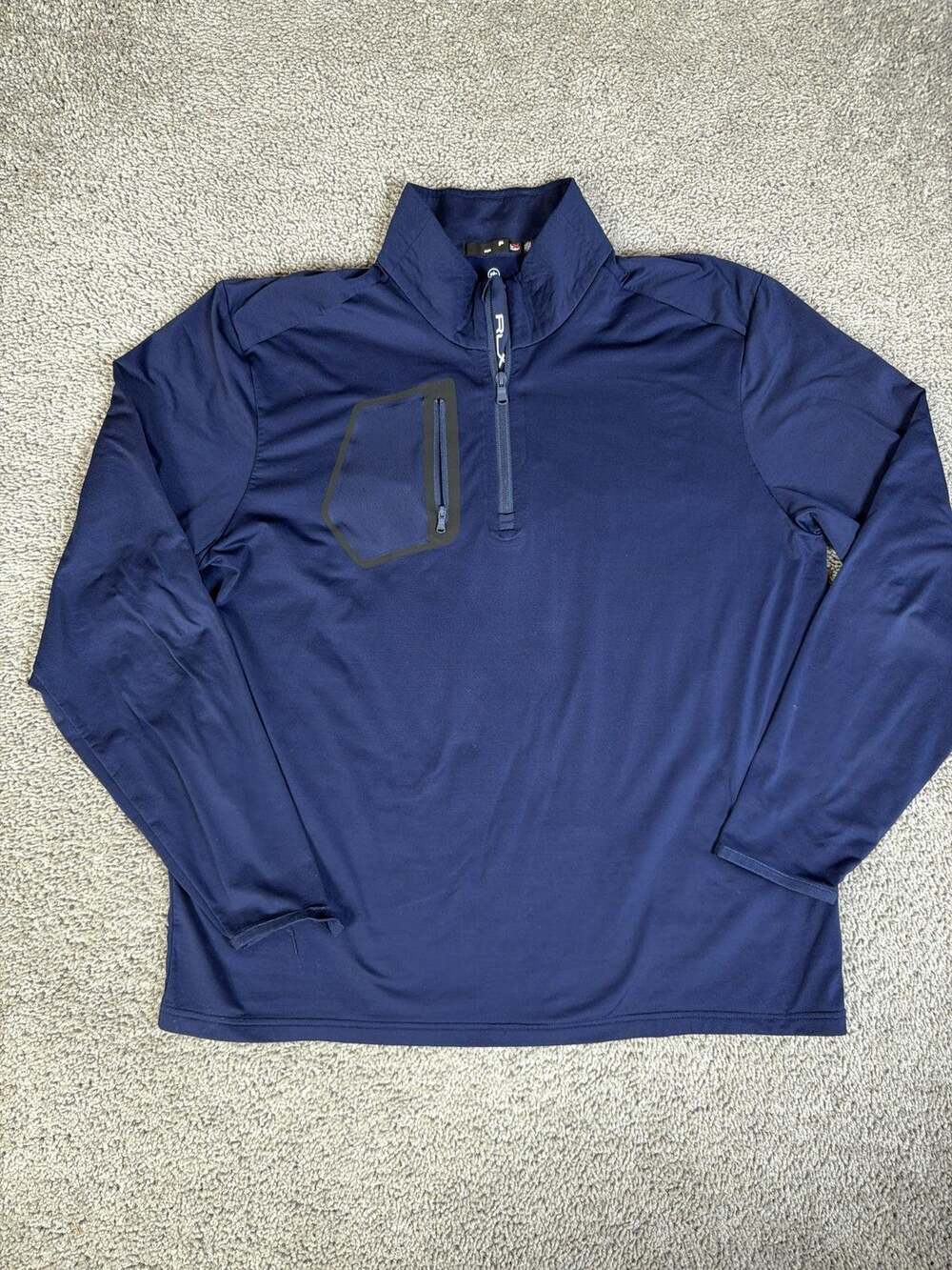 RLX Ralph Lauren Golf Jacket Mens XL Navy Windshirt 1/4 Zip Moisture Wicking